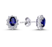 Entourage Diamant Oval Saphir Ohrringe 585/1000 Weißgold
