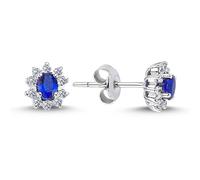 Entourage Diamant Oval Saphir Ohrringe 585'er Weißgold