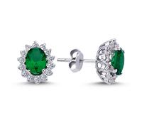 Entourage Diamant Oval Smaragd Ohrringe 585/1000 Weißgold