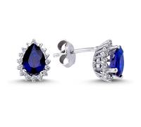 Entourage Diamant Saphir Ohrringe 14 Karat Weißgold