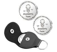 Entscheidungsstück der neuen Eltern - Lustiges Entscheidungsstück | Interessante Entscheidung von Coin | Taschenumarmung mit Leder-Schlüsselanhänger | Geschenke für Mama Papa | Geschenk zur