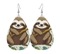 Entzückende Faultier-Ohrringe für Frauen, tropfenförmige Leder-Ohrringe, doppelseitig, baumelnde Ohrringe, leicht, Damen-Ohr-Accessoires, Schmuck, modisches Geburtstagsgeschenk