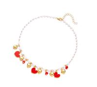 Entzückende Halskette mit Erdbeer-Herz und natürlichen Margarit-Akzenten, verstellbare Kette für Freizeit- oder Date-Outfits, leicht, Kiriste-Schmuck, romantisch, herzförmiges Accessoire für