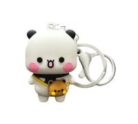 Entzückender Bär-Schlüsselanhänger - Cartoon-Paar-Panda-Anhänger für Taschendekoration, leichte Mini-Plüschfigur mit buntem Design, Details für Rucksack, Geschenk, Reiseparty und Schulzubehör, Oder