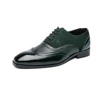 ENWIND Brogue Wingtip Schnürschuhe Herren Derby Oxford Schuhe Vintage Spitze Zehen Business Hochzeit Schuhe,Grün,45 EU