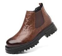 ENWIND Chelsea-Stiefel für Herren zum Hineinschlüpfen formell lässig Stiefeletten,Braun,38 EU
