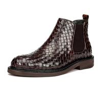 ENWIND Chelsea Stiefel Herren Schwarz Lässig Schlüpfen Auf Kurzschaft Leder Stiefel,Rot,42 EU