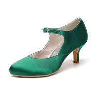 ENWIND Damen Geschlossene Zehen Hochzeitsschuhe Kreuz Bände Schnalle Brautschuhe Abend Party Formale Pumps,Grün,42 EU