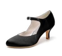 ENWIND Damen Geschlossene Zehen Hochzeitsschuhe Kreuz Bände Schnalle Brautschuhe Abend Party Formale Pumps,Schwarz,41 EU