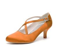 ENWIND Damen Mary Jane Pumps Bequeme Slip-On Halbschuhe Mit Niedriger Absatz Lässige Business Freizeitschuhe,Orange,38 EU