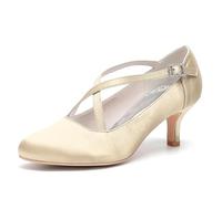 ENWIND Damen Mary Jane Pumps Bequeme Slip-On Halbschuhe Mit Niedriger Absatz Lässige Business Freizeitschuhe,Champagne,35 EU