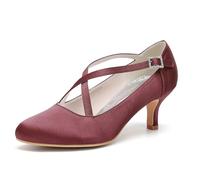 ENWIND Damen Mary Jane Pumps Bequeme Slip-On Halbschuhe Mit Niedriger Absatz Lässige Business Freizeitschuhe,Burgundy,39 EU