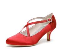 ENWIND Damen Mary Jane Pumps Bequeme Slip-On Halbschuhe Mit Niedriger Absatz Lässige Business Freizeitschuhe,Rot,37 EU