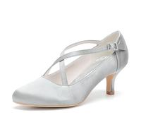 ENWIND Damen Mary Jane Pumps Bequeme Slip-On Halbschuhe Mit Niedriger Absatz Lässige Business Freizeitschuhe,Silber,37 EU