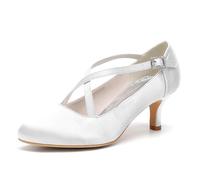 ENWIND Damen Mary Jane Pumps Bequeme Slip-On Halbschuhe Mit Niedriger Absatz Lässige Business Freizeitschuhe,Weiß,41 EU