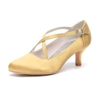 ENWIND Damen Mary Jane Pumps Bequeme Slip-On Halbschuhe Mit Niedriger Absatz Lässige Business Freizeitschuhe,Gold,35 EU