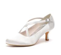 ENWIND Damen Mary Jane Pumps Bequeme Slip-On Halbschuhe Mit Niedriger Absatz Lässige Business Freizeitschuhe,Elfenbein,42 EU