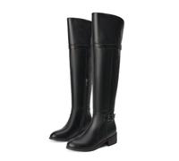 ENWIND Damen Overknees Ritter Stiefel Flach Langschaftstiefel Warme Winter Seitlichem Reißverschluss Oberschenkel Hohe Stiefel,Schwarz,40 EU