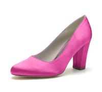 ENWIND Damen-Pumps mit Blockabsatz, Bequem Slip On Runde Zehen Büro Business, Hochzeit und Freizeit Schuhe,Fuchsia,36 EU