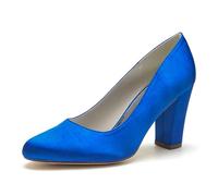 ENWIND Damen-Pumps mit Blockabsatz, Bequem Slip On Runde Zehen Büro Business, Hochzeit und Freizeit Schuhe,Blau,42 EU