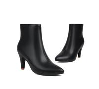 ENWIND Damen Reißverschluss Stiefeletten Mit Spitzem Zehen Stiletto-Absatz Kurz Stiefel,Schwarz,38 EU, 65696187-BLACK-5UK