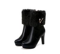 ENWIND Damen Stiefeletten Absatz Elegant Glitzer Strass Kurze Stiefel Herbst Winter High Heels,Schwarz,41 EU