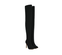 ENWIND Damen Stretch Langestiefel Glitzernde Overknee-Stiefel Spitze Zehen Oberschenkel Hohe Stiletto Stiefel,Schwarz,44 EU