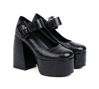 ENWIND Frauen Mode Plattform Mary Janes Schuhe Knöchelriemen Chunky Heel Lolita Schuhe Dicker Absatz Süße Pumps,Schwarz,40 EU