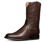 ENWIND Herren Biker Ritterstiefel Pu Leder Quadrat Zehen Western Cowboy Stil Halbhohe Stiefel,Kaffee,44 EU