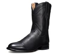 ENWIND Herren Biker Ritterstiefel Pu Leder Quadrat Zehen Western Cowboy Stil Halbhohe Stiefel,Schwarz,40 EU