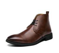 ENWIND Herren Business Kurzstiefel Schnüren Leder Stiefeletten Formell Anzugschuhe,Braun,47 EU