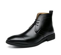 ENWIND Herren Business Kurzstiefel Schnüren Leder Stiefeletten Formell Anzugschuhe,Schwarz,39 EU