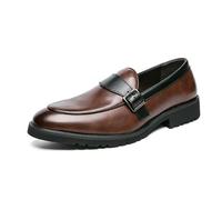 ENWIND Herren Business Schuhe Loafer Kleid Slipper Hochzeit Smoking Anzug Mokassins für Männer,Braun,48 EU