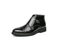 ENWIND Herren Elegant Doppelte Mönchsschnalle Stiefeletten Runde Zehe Geschäft Anzug-Schuhe,Schwarz,46 EU