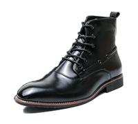 ENWIND Herren Klassische Oxford-Stiefel Leichte rutschfeste Leder-Schnürstiefeletten Wüsten-Knöchelstiefel,Schwarz,46 EU