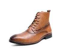 ENWIND Herren Klassische Oxford-Stiefel Leichte rutschfeste Leder-Schnürstiefeletten Wüsten-Knöchelstiefel,Braun,45 EU