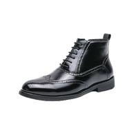 ENWIND Herren-Kleid-Stiefel Oxford Chukka Stiefeletten Formelle Chelsea-Lederstiefel,Schwarz,38 EU