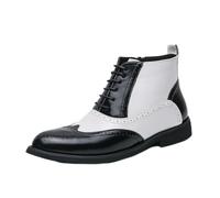 ENWIND Herren-Kleid-Stiefel Oxford Chukka Stiefeletten Formelle Chelsea-Lederstiefel,Weiß,44 EU