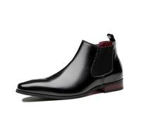 ENWIND Herren Leder Chelsea Kurzschaft Stiefel Elastisch Knöchelhoch Arbeitsstiefel,Schwarz,40 EU