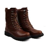 ENWIND Herren Leder Mittelkalb Stiefel Schnür Kampfstiefel Wandern Stiefel,Braun,41 EU