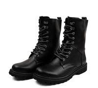 ENWIND Herren Leder Mittelkalb Stiefel Schnür Kampfstiefel Wandern Stiefel,Schwarz,39 EU