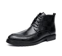 ENWIND Herren Leder Schnürstiefeletten mit niedrigem Absatz, Chukka-Design, Klassische lässige Oxford-Boots für Business, Arbeit und Autofahren,Schwarz,38 EU