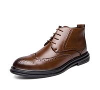 ENWIND Herren Oxford Dress Boots formell lässig Leder Brogue Chukka Knöchelstiefel,Braun,42 EU