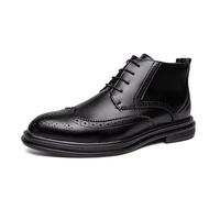 ENWIND Herren Oxford Dress Boots formell lässig Leder Brogue Chukka Knöchelstiefel,Schwarz,39 EU