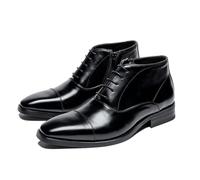 ENWIND Herren Oxford Kleid Stiefel Mid-Top Business Stiefelette für Männer Leder Schnüren Chukka Stiefel,Schwarz,42 EU