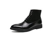 ENWIND Herren Oxford Kleid Stiefelette Leder Schnürung Mittelhohe Chukka-Stiefelette Business-Arbeitsschuh,Schwarz,40 EU