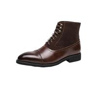 ENWIND Herren Oxford Kleid Stiefelette Leder Schnürung Mittelhohe Chukka-Stiefelette Business-Arbeitsschuh,Braun,38 EU