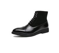 ENWIND Herren Oxford Kleid Stiefelette Leder Schnürung Mittelhohe Chukka-Stiefelette Business-Arbeitsschuh,Schwarz,46 EU