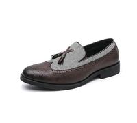 ENWIND Herren Penny Loafer Mit Quasten, Patchwork, Zweifarbig, Lässige Slipper, Hochzeit-Dress-Brogues,Braun,38 EU