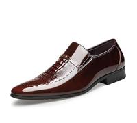 ENWIND Herren Slip on Derby Schuhe Anzugschuhe Leder Business Schuhe,Braun,42 EU